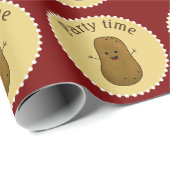 Happy Potato Party Time Deep Red Cadeaupapier (Rol Hoek)