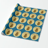 Happy Potato Party Time Ocean Blue Cadeaupapier (Uitgerold)