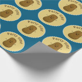 Happy Potato Party Time Ocean Blue Cadeaupapier (Hoek)