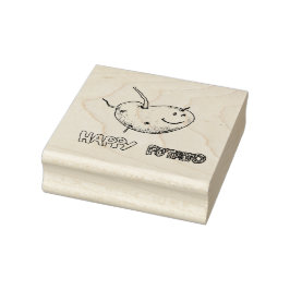Happy Potato Wood Art Stamp Rubberstempel