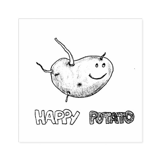 Happy Potato Wood Art Stamp Rubberstempel (Afrduk)