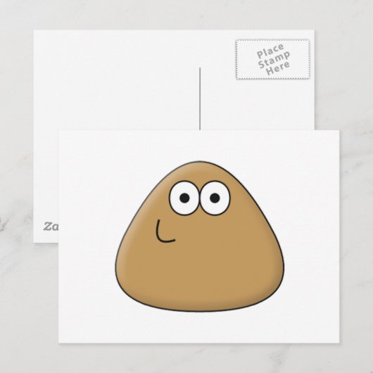 Happy Pou - Briefkaart horizontaal (Voorkant / Achterkant)