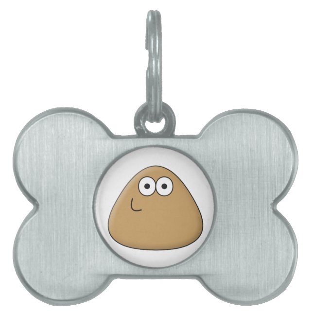 Happy Pou - Pet Tag Huisdieren Naamplaatje (voorkant)