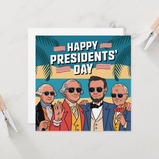 Happy presidenten Day Card (Voorkant / Achterkant in situ)