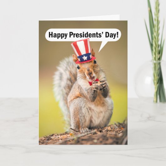 Happy Presidenten Day Cute Patriotic Squirrel Feestdagen Kaart (Voorkant)