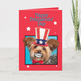Happy Presidenten Day Patriotic Yorkie Dog Feestdagen Kaart