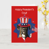 Happy President's Day Boxer Dog Wenskaart Kaart (Gele Bloem)