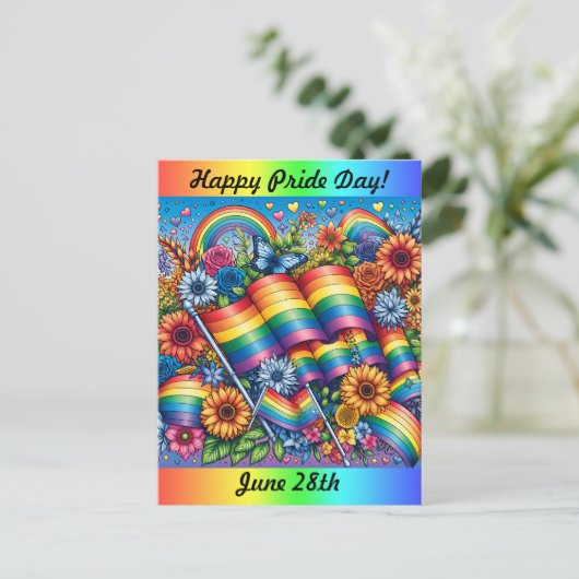 Happy Pride Day | 28 juni Rainbow Briefkaart (Staand voorkant)