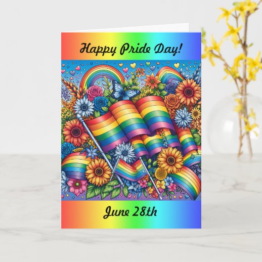 Happy Pride Day | 28 juni Rainbow Kaart (Gele Bloem)