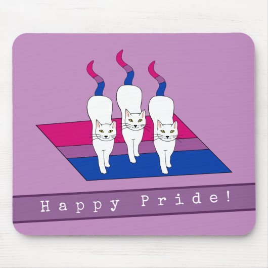 Happy Pride-katten met biseksuele Pride-vlag Muismat (Voorkant)