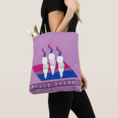 Happy Pride-katten met biseksuele Pride-vlag Tote Bag (Dichtbij)