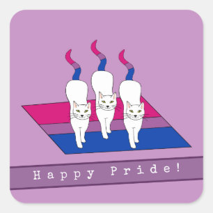 Happy Pride-katten met biseksuele Pride-vlag Vierkante Sticker