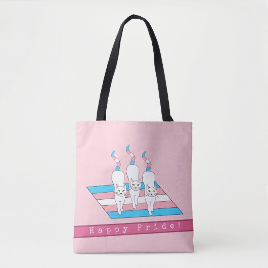 Happy Pride-katten met transgendervlag Tote Bag (Voorkant)