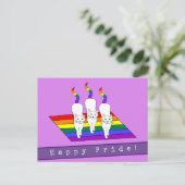 Happy Pride LGBT-katten met regenboogvlag Briefkaart (Staand voorkant)