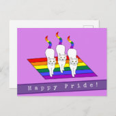Happy Pride LGBT-katten met regenboogvlag Briefkaart (Voorkant / Achterkant)