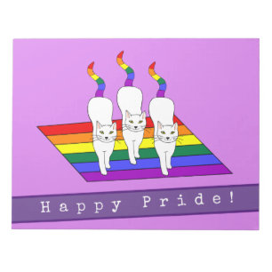 Happy Pride LGBT-katten met regenboogvlag Notitieblok