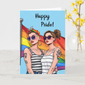 Happy Pride LGBTQ Lesbische Regenboogvlag Kaart (Gele Bloem)