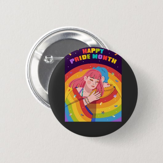 Happy Pride maand omarmen liefde regenboog Ronde Button 5,7 Cm (Voorkant /achterkant)
