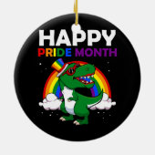 Happy Pride Month LGBT Q Cute Dinosaur Gay Keramisch Ornament (Achterkant)