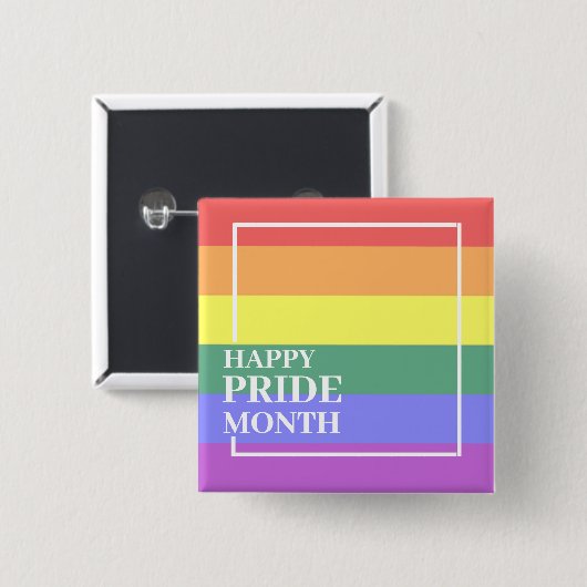 Happy Pride Month Vierkante Button 5,1 Cm (Voorkant /achterkant)