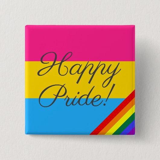 Happy Pride Pansexual Flag Vierkante Button 5,1 Cm (Voorkant)