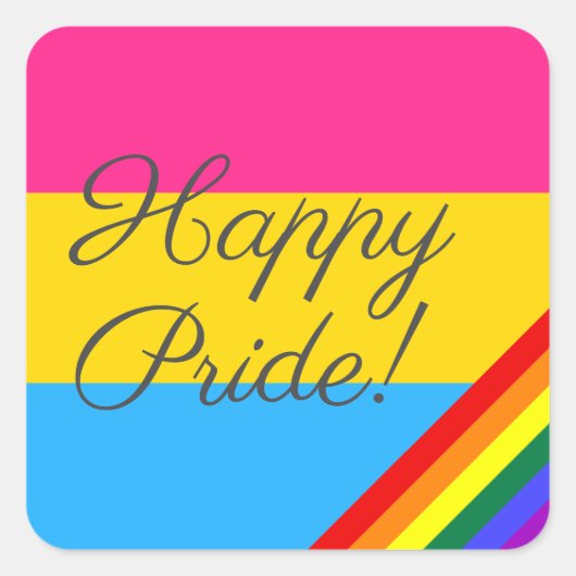 Happy Pride Pansexual Vlag Vierkante Sticker (Voorkant)