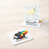 Happy Pride Party Dog in Rainbow Cape Kartonnen Onderzetters (Insitu)