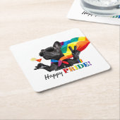 Happy Pride Party Dog in Rainbow Cape Kartonnen Onderzetters (Schuin)