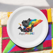 Happy Pride Party Dog in Rainbow Cape Papieren Bordje