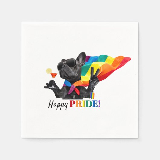 Happy Pride Party Dog in Rainbow Cape Servet (Voorkant)