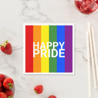 Happy Pride Rainbow Flag Stripes Party Servet