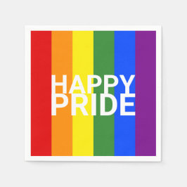 Happy Pride Rainbow Flag Stripes Party Servet