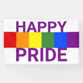 Happy Pride Regenboog Vlag Stripes Spandoek (Horizontaal)