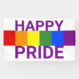 Happy Pride Regenboog Vlag Stripes Spandoek