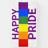 Happy Pride Regenboog Vlag Stripes Spandoek (Verticaal)