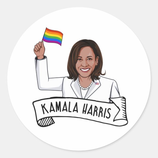 Happy Pride van Kamala Harris Ronde Sticker (Voorkant)