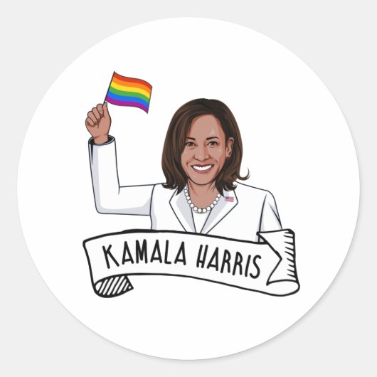 Happy Pride van Kamala Harris Ronde Sticker (Voorkant)