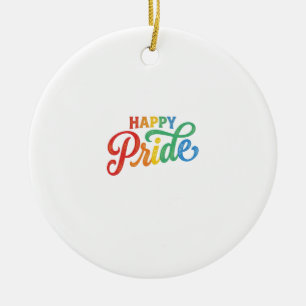 Happy Pride Vintage Regenboog Typografie Shirt_1 Keramisch Ornament