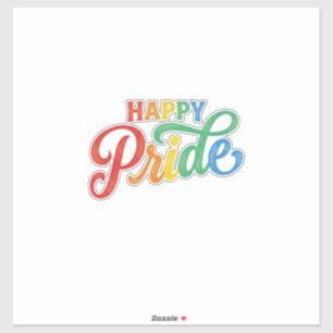 Happy Pride Vintage Regenboog Typografie Shirt_1 Sticker