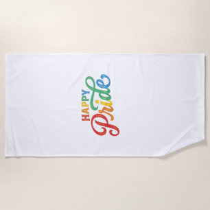 Happy Pride Vintage Regenboog Typografie Shirt_1 Strandlaken