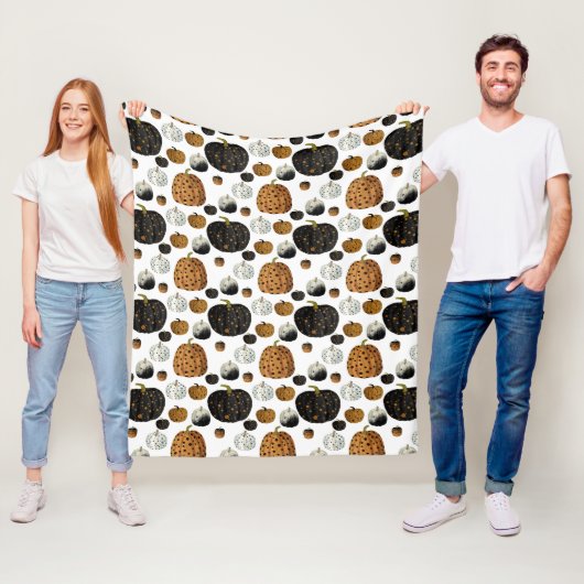 Happy print polka dots pumpkin fleece deken (In situ)