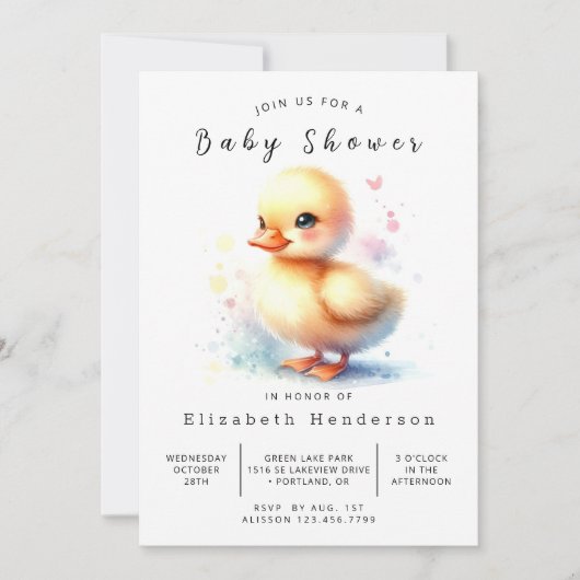 Happy Printable Duck Baby shower Kaart (Voorkant)
