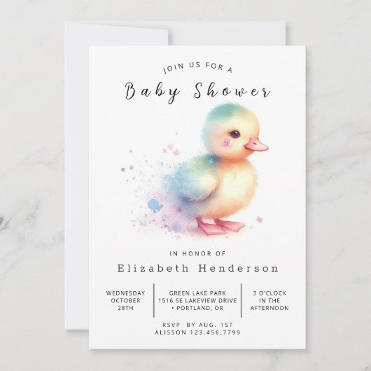 Happy Printable Duck Baby shower Kaart (Voorkant)