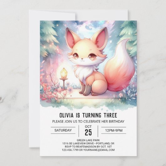 Happy Printable Fox Verjaardag digitaal Kaart (Voorkant)