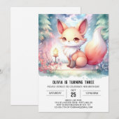 Happy Printable Fox Verjaardag digitaal Kaart (Voorkant / Achterkant)