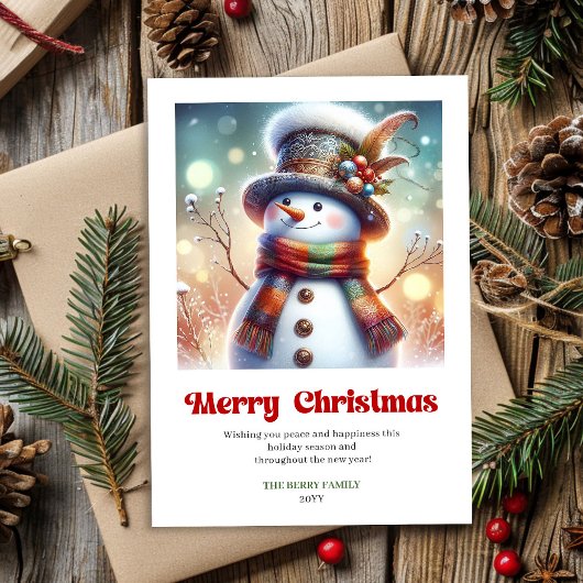 Happy printable funny snowman festive holiday card feestdagenkaart