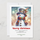 Happy printable funny snowman festive holiday card feestdagenkaart (Voorkant)