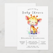 Happy Printable Giraffe Baby shower Kaart (Voorkant / Achterkant)