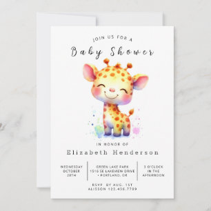 Happy Printable Giraffe Baby shower Kaart