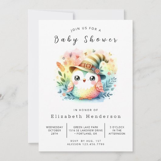Happy Printable Owl Baby shower Kaart (Voorkant)